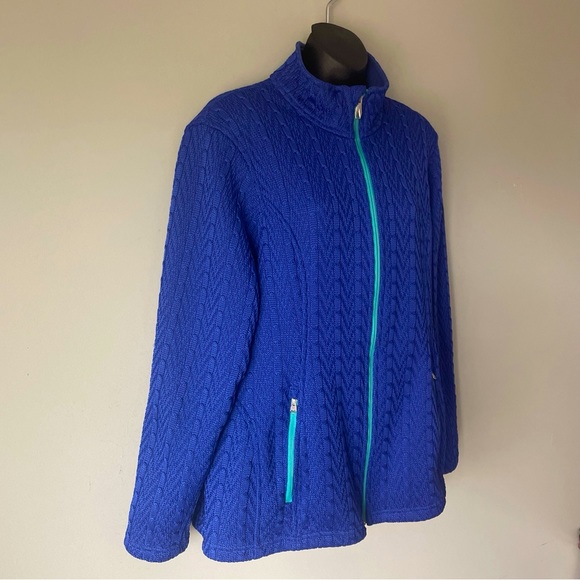 Spyder Blue Textured Knit Full Front Zip Seeater/Jacket - XL - Picture 5 of 13